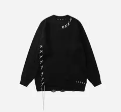 【*a様 オシャレ！激安出品！早い者勝ち！刺繍入りオーバーサイズニット