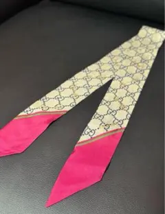 【最終値下げ】GUCCI(グッチ) シルク リボン バンド スカーフ 美品