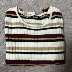 one way ストライプ リブ編み 長袖セーター　最終お値下げ