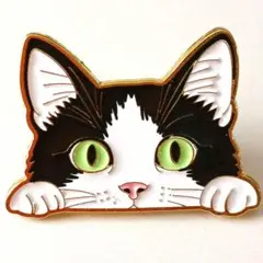 猫の顔 ブローチ エナメル仕上げ