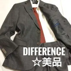 ディファレンスDIFFERENCE グレーチェック ビジネススーツ　美品　S相当