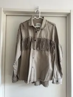 ZARA フリンジデザインジャケット ベージュ