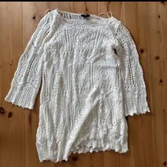 H&M ホワイト　編み　夏ニット　ワンピース