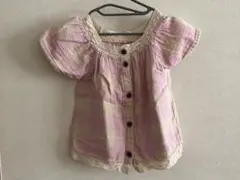 子ども服チェック柄ブラウス 95cm