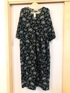 ショコラフィネローブ☆花柄単色前開きロングワンピース