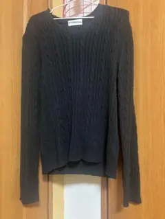 【美品】AZUL BY MOUSSY ケーブルニット Vネック ブラック 黒 M