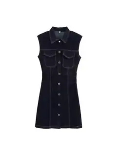 デニム ワンピース ブルーZ1975 ドレープミニデニムワンピース