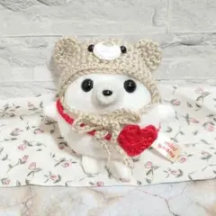 まゆ様専用　くま耳の帽子　ボンネット　バブーシュカ　ミニビーンズ　あざらし着用