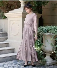 GIRL グレー レース付きパーティードレス S