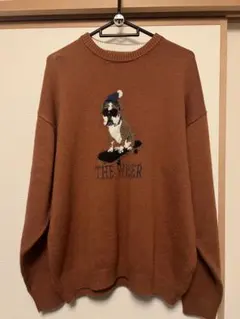 【古着】　犬ブラウン ニットセーター Lサイズ
