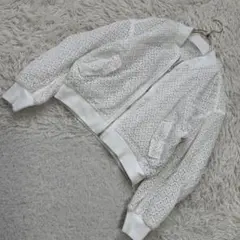 SNIDEL レース刺繍ブルゾン ホワイト F 透け感 キレイめ 上品 総柄のサムネイル