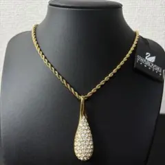 未使用保管品 SWAROVSKI ロングネックレス ティアドロップ ゴールド