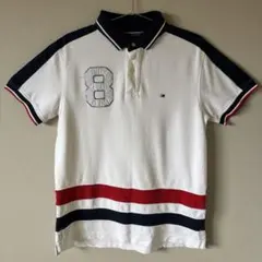 古着 トミーヒルフィガー　半袖ポロシャツ　ゴルフ　メンズ　M ホワイト　刺繍ロゴ