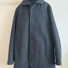 ウール混紡 ダークグレー襟付きコート
