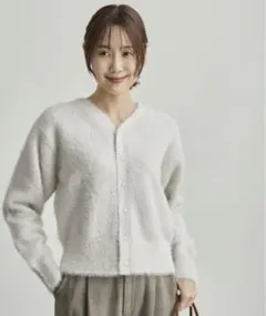 ロペピクニック フェザーーニットカーディガン パール Vネック
