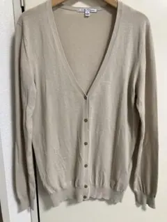 ユニクロ ベージュ Vネックカーディガン レディース L