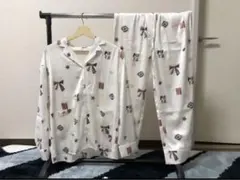 セール新品ジェラートピケペイントサテンシャツロングパンツ上下セットパジャマ