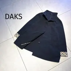DAKS★ハーフ丈コート　スタンドカラー　チェック　ロゴボタン