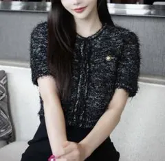 Riu【新品】Tweed cardigan ブラックRちゃん