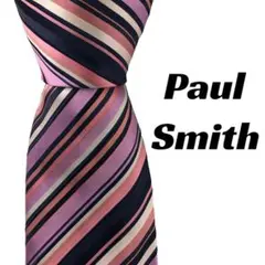 【6120】美品ー良品！ポールスミス　ネクタイ　ピンク×パープル系　ストライプ.