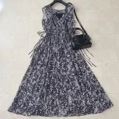 【美品】フレイアイディーFRAY I.Dカシュクールプリントワンピースモノトーン