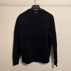UNIQLO ブラック ミラノリブウォッシャブルクルーネックニットセーター L
