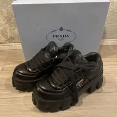 【美品】PRADA モノリス　厚底レザー スニーカー ブラック　1E119N