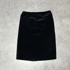 s3015 オフオン タイトスカート ひざ丈 ベロア M 黒 秋冬 フォーマル