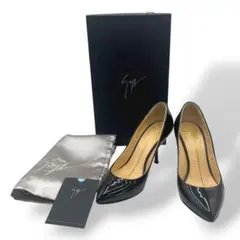 美品　ジュゼッペザノッティ　パンプス　ヒール　ポインテッドトゥ　エナメル　黒