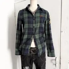 TOMMYgirl トミーガール チェック 長袖シャツ 刺繍 ビーズ y2kのサムネイル
