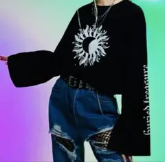 ストリート系y2k 袖広がり長袖トップス