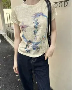 SHEIN スター柄 グラフィック 半袖Tシャツ イエロー XSのサムネイル