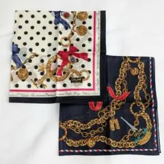 CELINE セリーヌ ハンカチ チーフ　2枚セット チェーン　リボン ドット