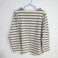 UNIQLO ボーダー ボートネックのT（長袖） アイボリー オフホワイト XL