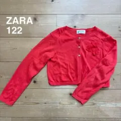 1926【ZARA】女の子♡お花✨ニットカーディガン　赤【120】可愛い　春☘️