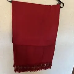 赤色 フリンジ付き ストール　＊大判＊