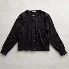 【ヴァス VIS】カーディガン 長袖 ブラック パールボタン M キラキラ 丸襟