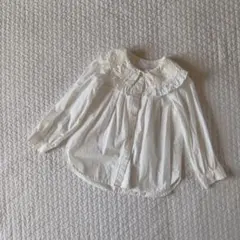 ザラキッズ　フリル付きホワイト長袖シャツ