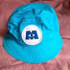 ディズニーランド　モンスターズ・インク　青色 バケットハット 刺繍ロゴ付き