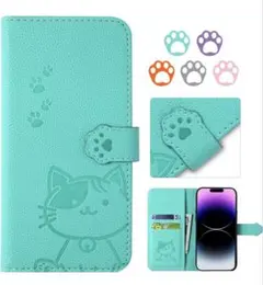 iPhone 7 Plus /8plus ケース 手帳型 かわいい猫柄　足あと