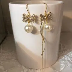 きらきらリボンパール♪ ピアス