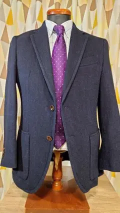 COMME CA MEN  テーラードジャケット　ダークネイビー　サイズS