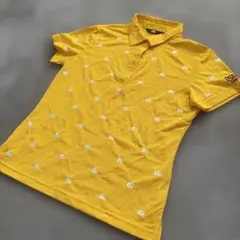 LOUDMOUTH ポロシャツ イエロー 総柄 ロゴ刺繍 LLサイズのサムネイル