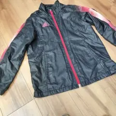 【140 adidas】ジャケット 黒/赤ジャージブルゾンサッカー