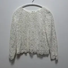 【一度のみ使用美品】OPAQUE CLIP アイボリー レースブラウス 38/M