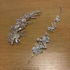 ウェディング ヘッドドレス シルバー 花