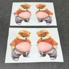 4匹セット 立体お腹ぷにぷに 柴犬シール おなかぷにぷにシール　No.4