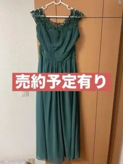 【大きいサイズ】ダークグリーン ロングドレス
