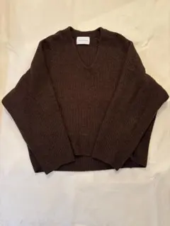 adam et ropeダークブラウン Vネック リブニット