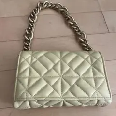 ZARA キルティングショルダーバッグ ライトグリーン